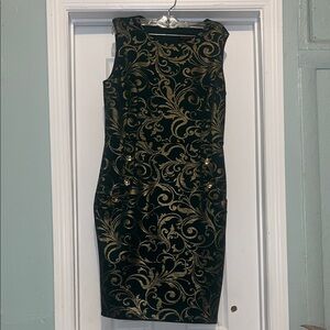 Black and Gold Patterned Sleeveless Dress